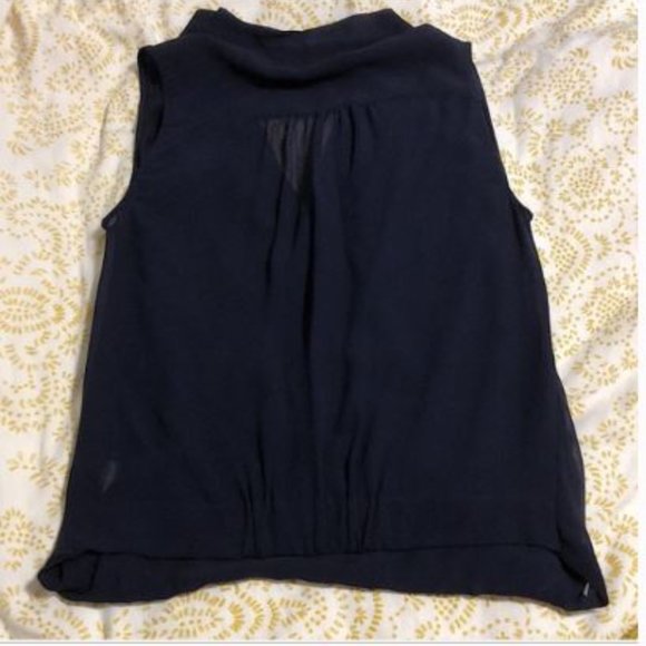 Babaton 100% Navy Silk Draped Blouse - Picture 7 of 10